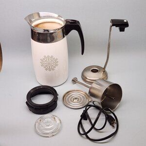 Corning Ware 10 Cup Percolator Coffee Pot (P-80-EP-3 Avocado Medallion) COMPLETE